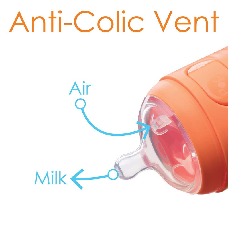 PopYum 9 oz Orange Anti-Colic Formula Making/Mixing/Dispenser Baby Bottle with #2 Medium Flow Nipple, 260 ml, BPA-Free, Natural Latch - Image 4